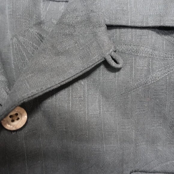 Tommy Bahama Shirt XL Black Solid Floral Jacquard 100% Silk Loop Collar - Picture 5 of 8